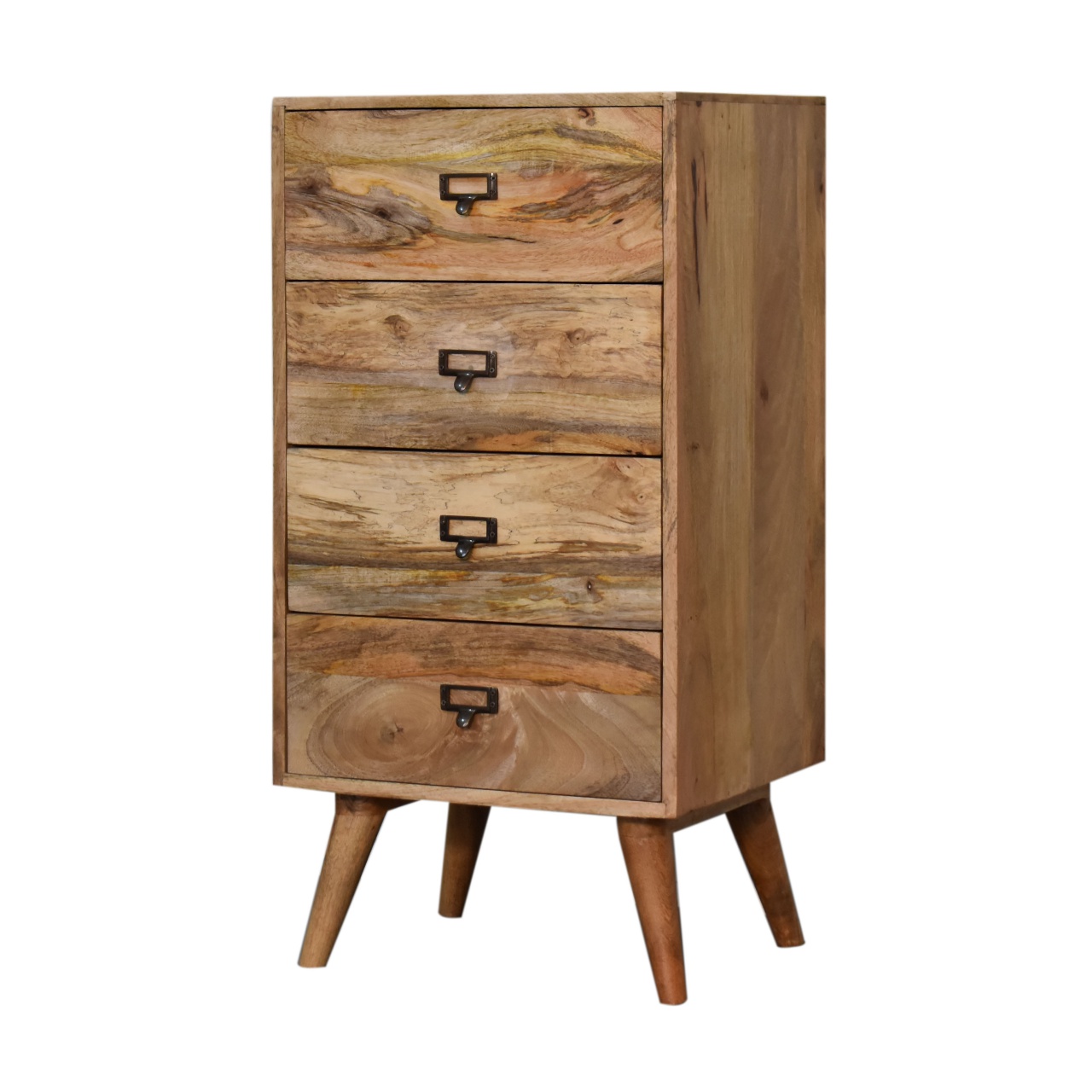 Solid Mango Wood Scandinavian Style Four Drawer Filing Cabinet - Image 2