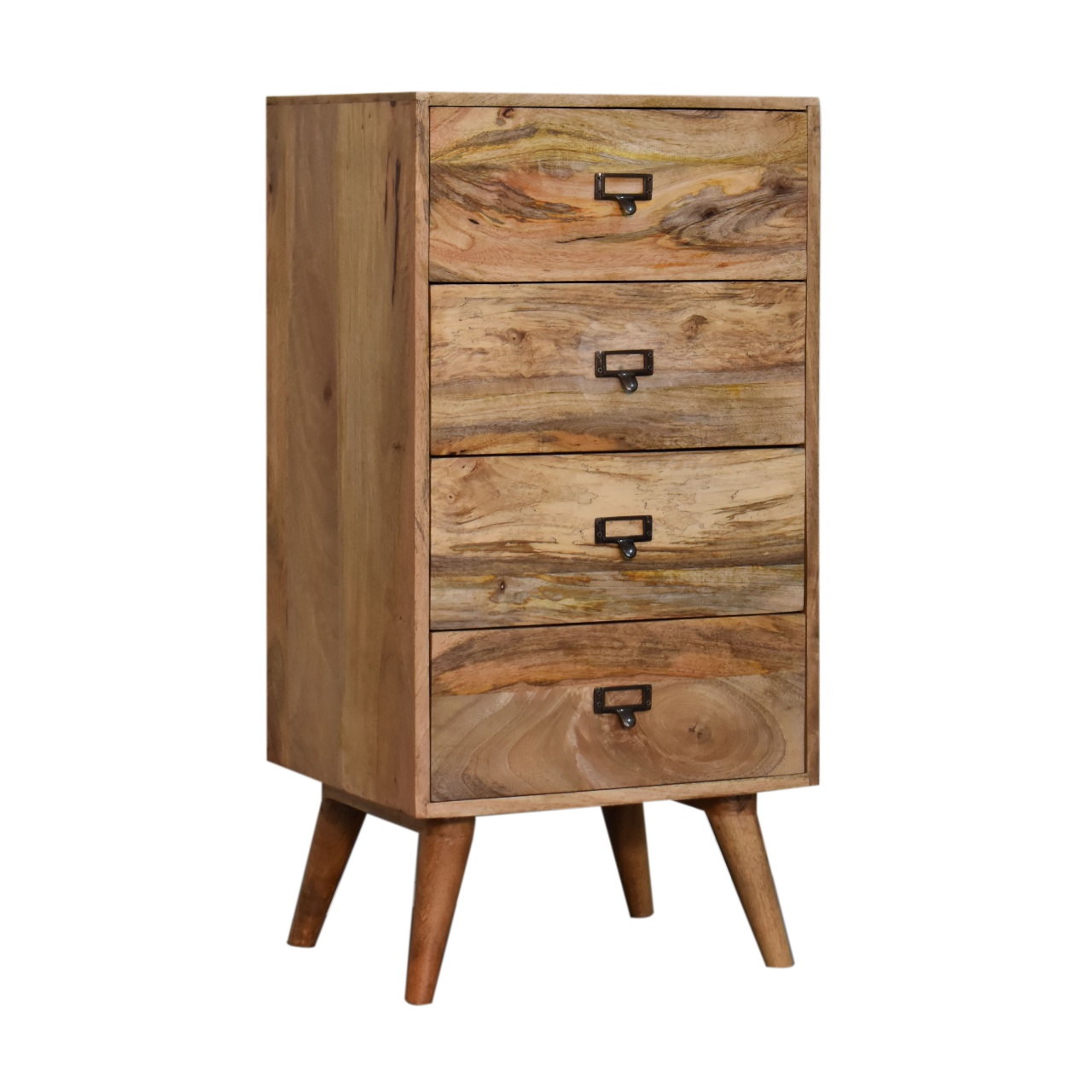 Solid Mango Wood Scandinavian Style Four Drawer Filing Cabinet - Image 3