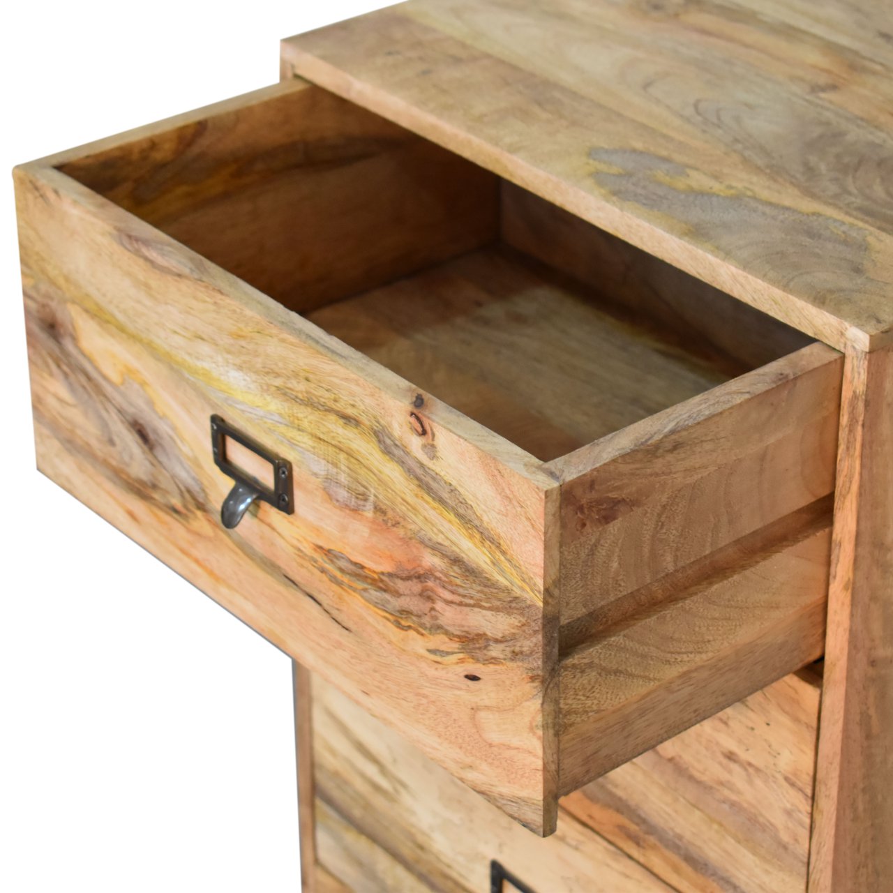 Solid Mango Wood Scandinavian Style Four Drawer Filing Cabinet - Image 4