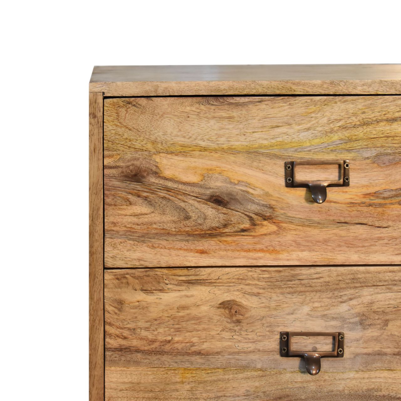 Solid Mango Wood Scandinavian Style Four Drawer Filing Cabinet - Image 6