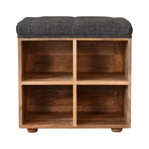 Solid Mango Wood Mini Black Shoe Storage Footstool