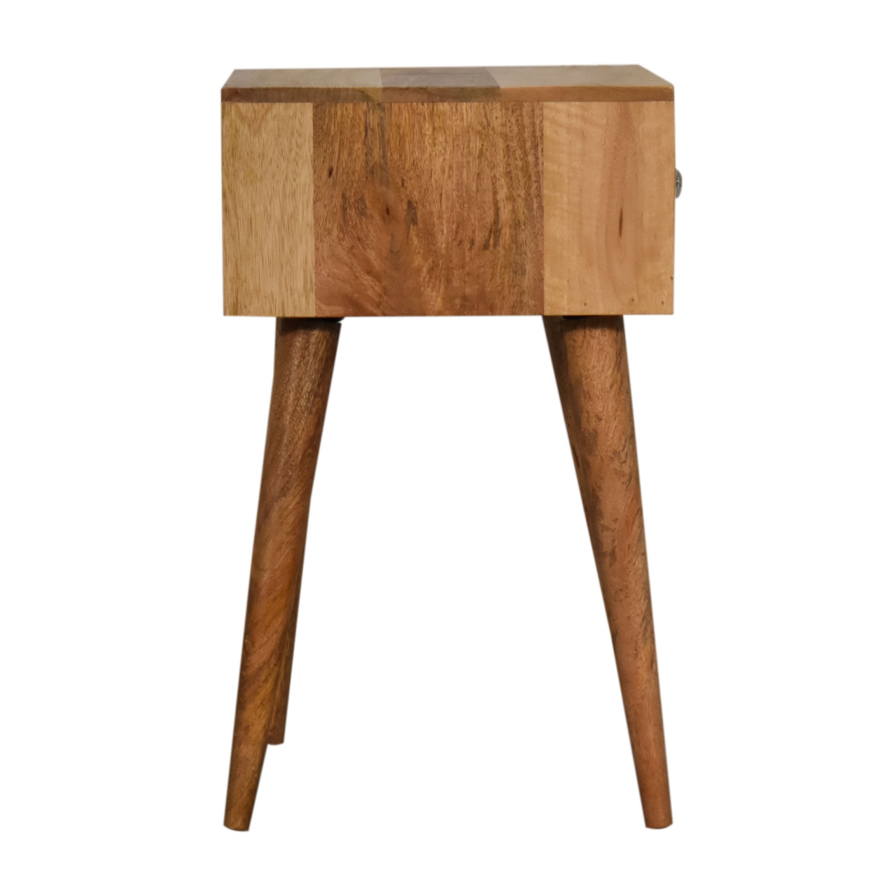Solid Mango Wood Oak Finished Mini Bone Inlay 1 Drawer Bedside - Image 8