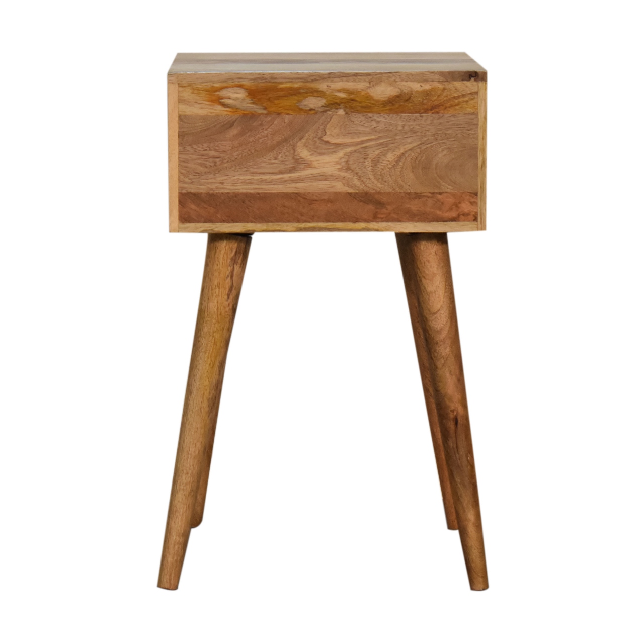 Solid Mango Wood Oak Finished Mini Bone Inlay 1 Drawer Bedside - Image 9
