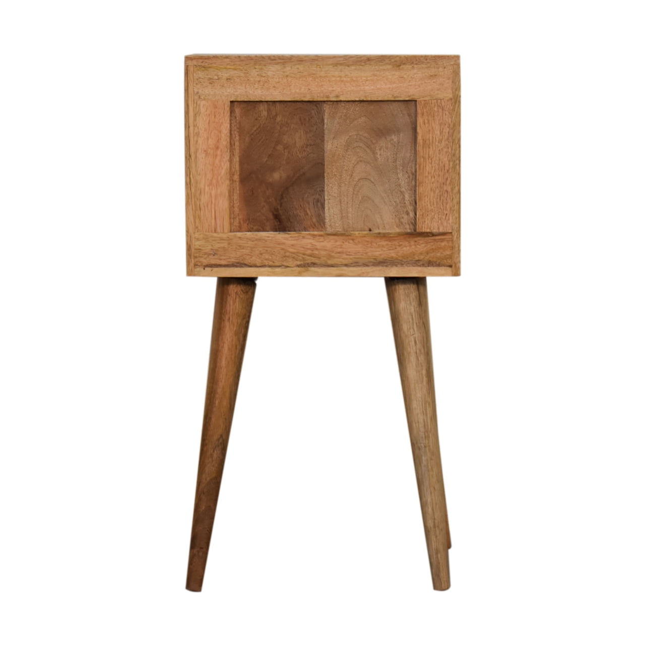Solid Mango Wood Oak Finished 2 Drawer Mini Bone Inlay Bedside - Image 9