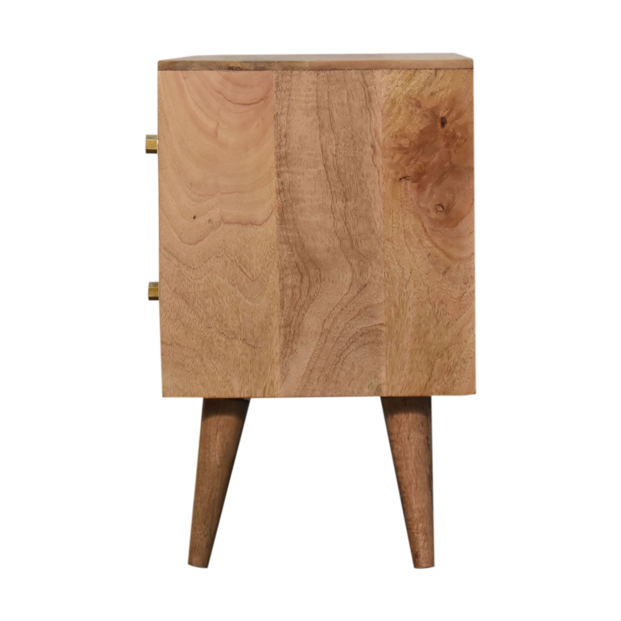 Solid Mango Wood Oak Finished White Front with Brass Inlay 2 Drawer Cassia Bedside - Image 8