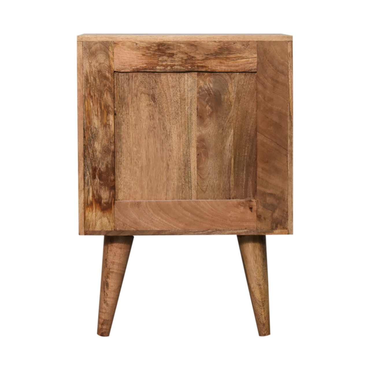Solid Mango Wood Oak Finished White Front with Brass Inlay 2 Drawer Cassia Bedside - Image 9