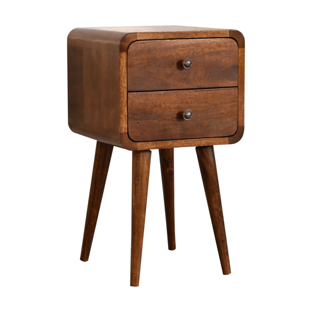 Solid Mango Wood Mini Chestnut Curved Bedside - Image 3