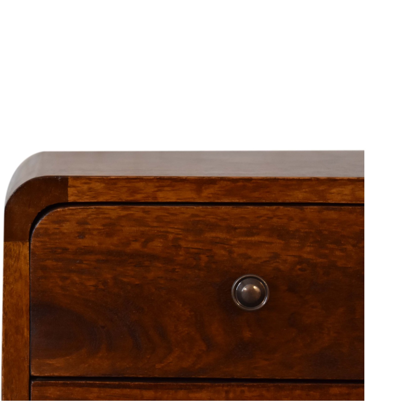 Solid Mango Wood Mini Chestnut Curved Bedside - Image 4