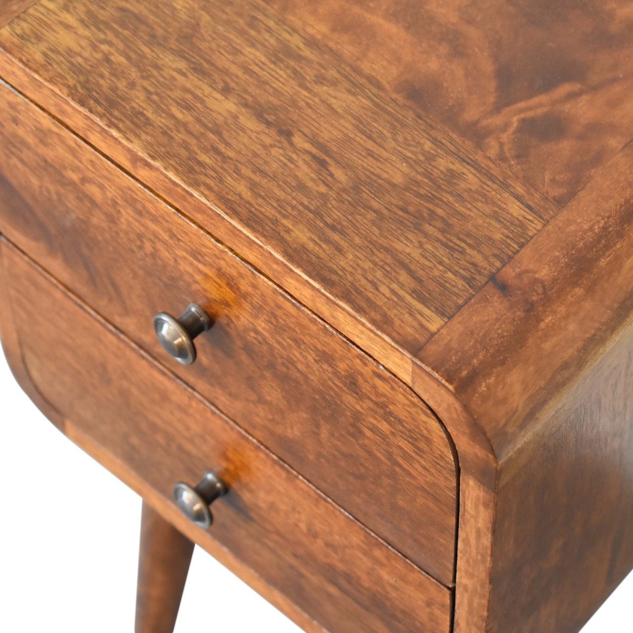 Solid Mango Wood Mini Chestnut Curved Bedside - Image 5