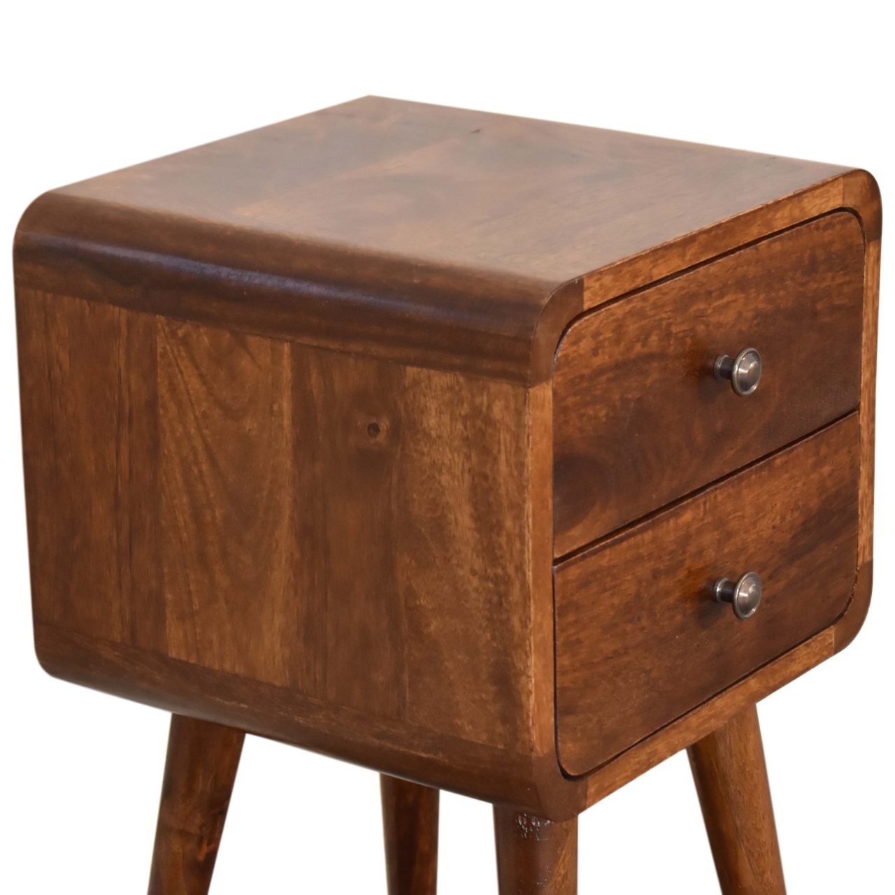 Solid Mango Wood Mini Chestnut Curved Bedside - Image 6