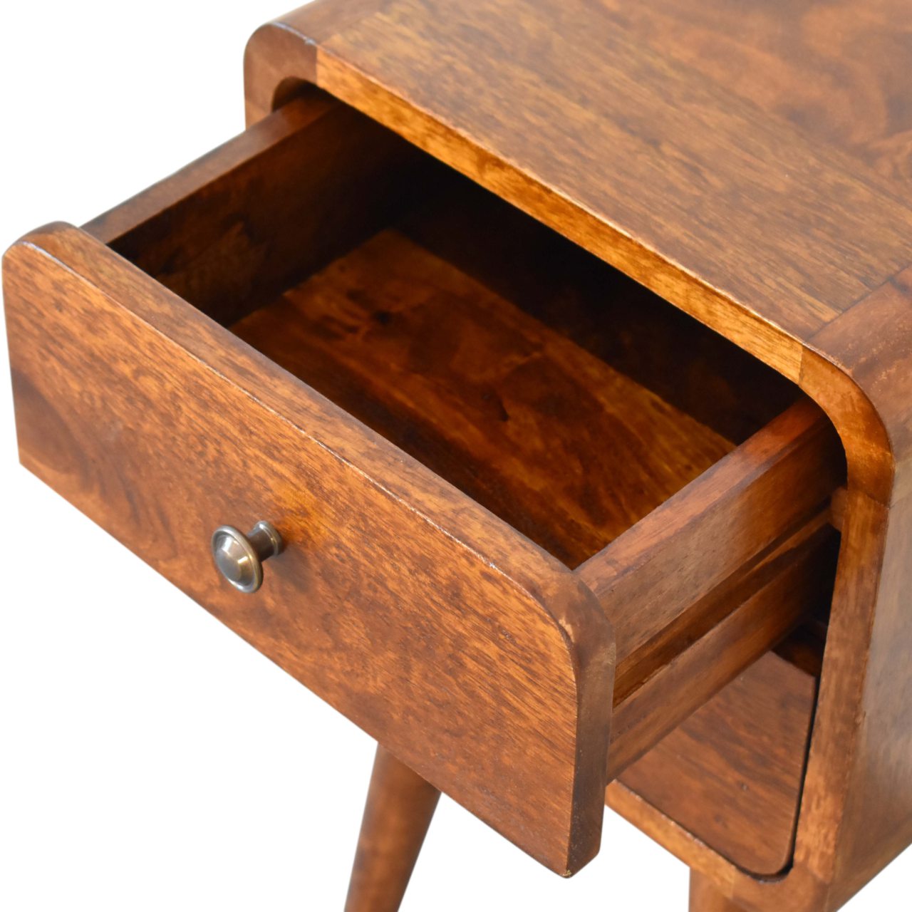 Solid Mango Wood Mini Chestnut Curved Bedside - Image 7