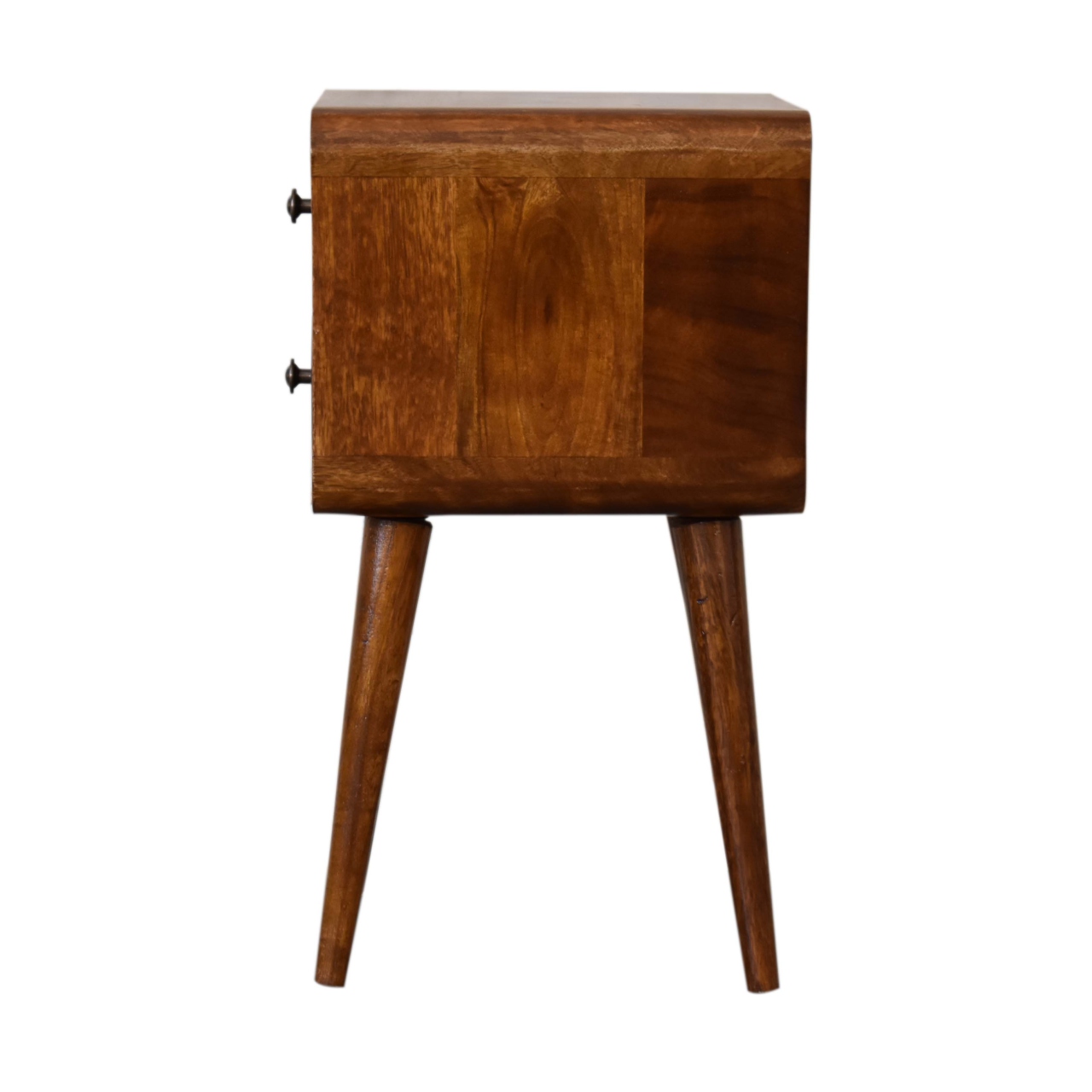Solid Mango Wood Mini Chestnut Curved Bedside - Image 9