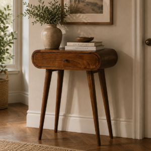 Solid Mango Wood Chestnut Finished 1 Drawer London Mini Console
