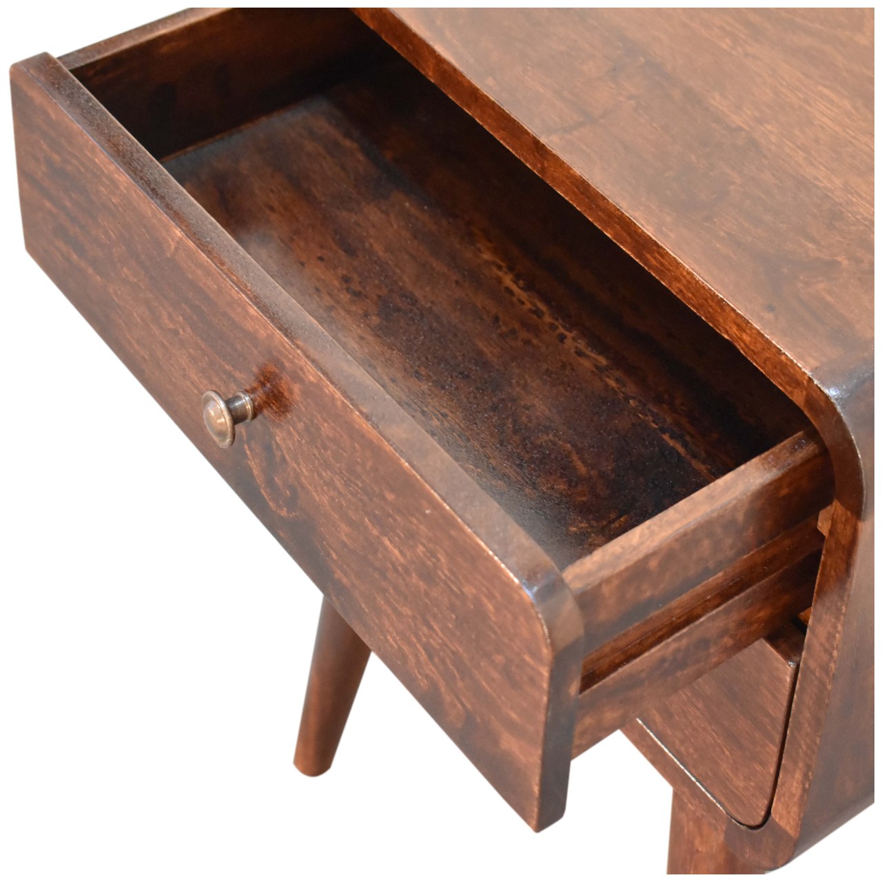 Solid Mango Wood Dark Walnut Finished 2 Drawer Bedside - Image 6