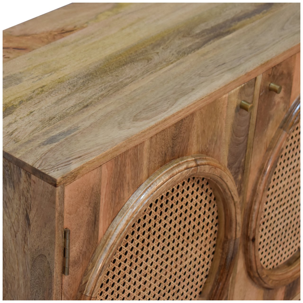 Solid Mango Wood Oak Finished with Rattan Larissa Cabinet - Image 5