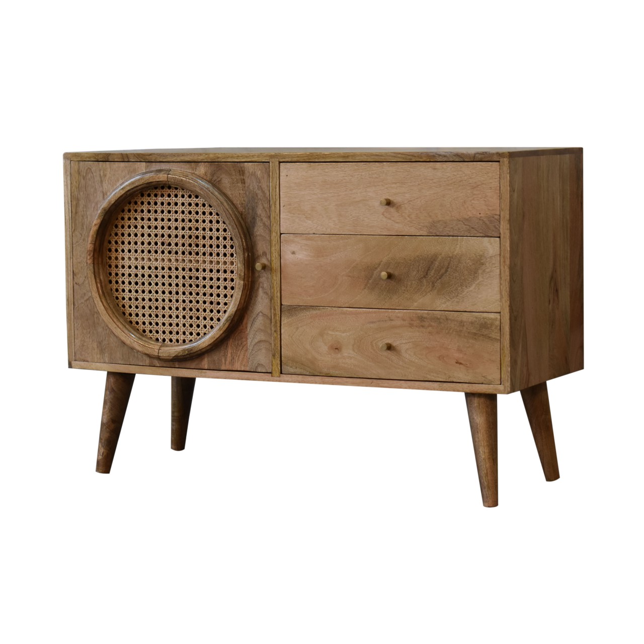Solid Mango Wood Oak Finished with Rattan Larissa Sideboard - Image 3