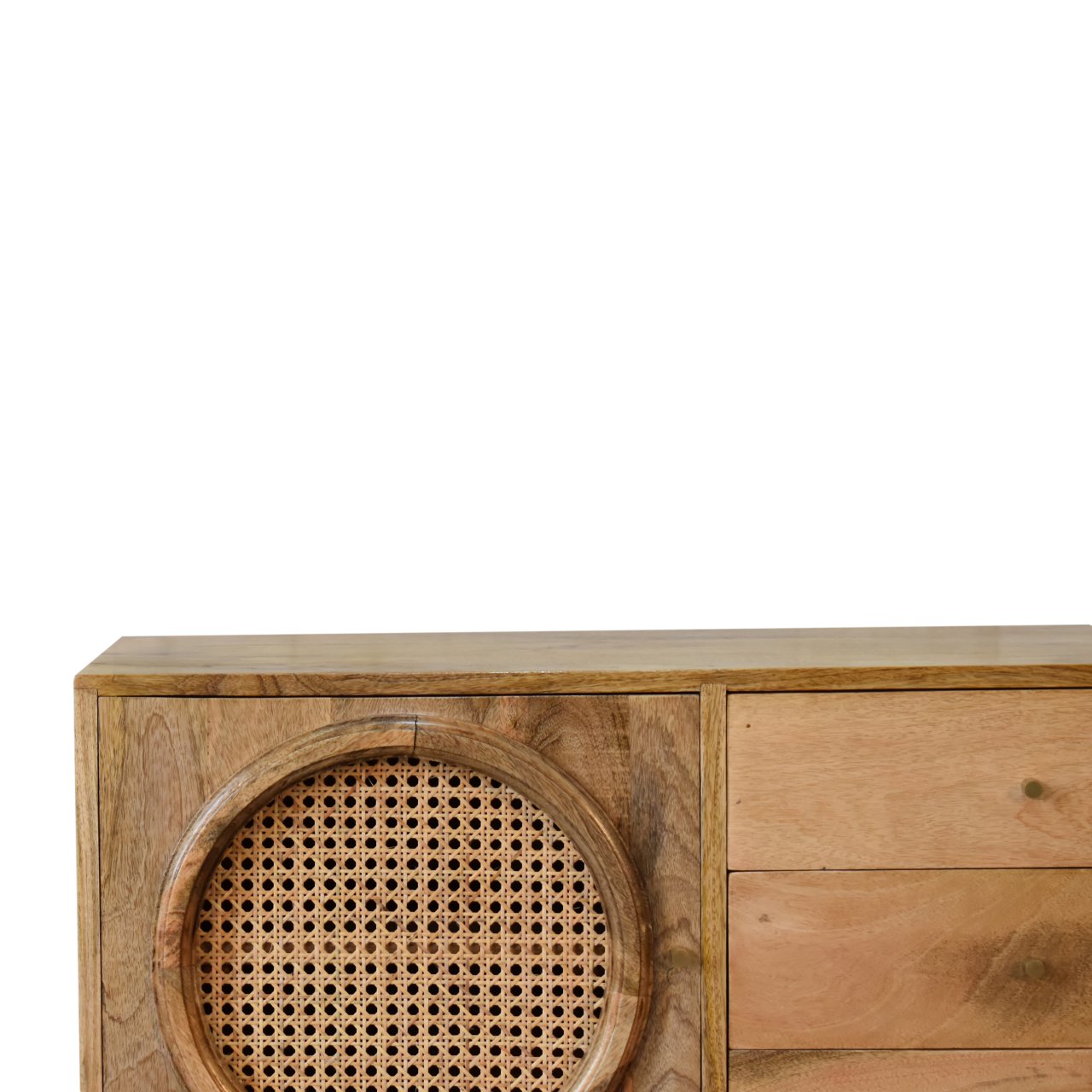 Solid Mango Wood Oak Finished with Rattan Larissa Sideboard - Image 4