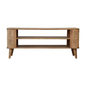 Solid Mango Wood Oak Finished with Rattan Larissa Media Unit