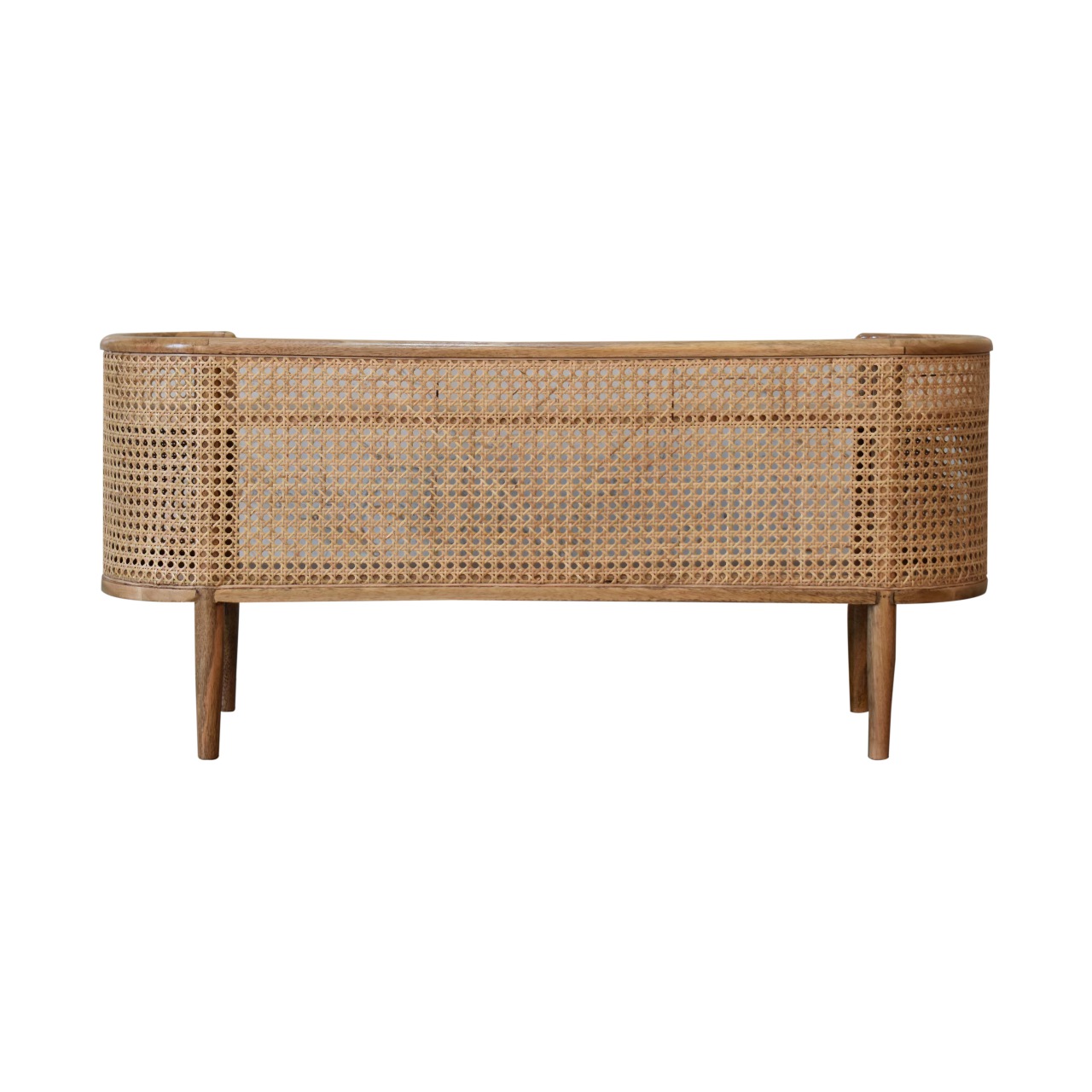Solid Mango Wood Oak Finished Curved Open Sideboard - Image 9