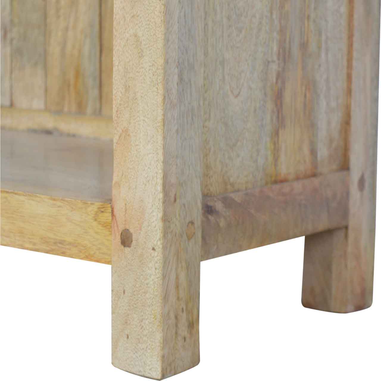 Solid Mango Wood Oak Finished 3 Drawer 2 Shelf Country Style Low Bookcase - Image 7