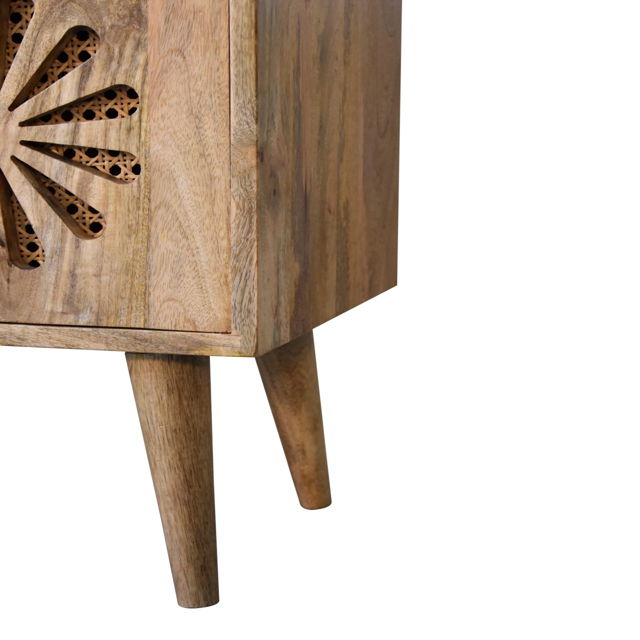 Solid Mango Wood Oak and Rattan Finished Rosalie 2 Door with Shelves Media Unit - Image 8