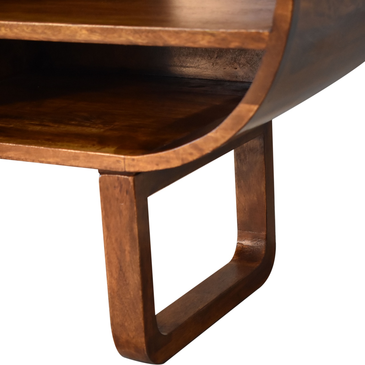 Solid Mango Wood Chestnut Finished Open Circular Media Unit - Image 7