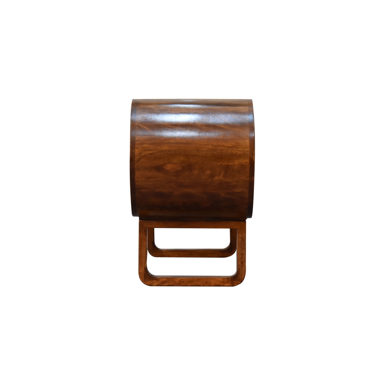 Solid Mango Wood Chestnut Finished Open Circular Media Unit - Image 8