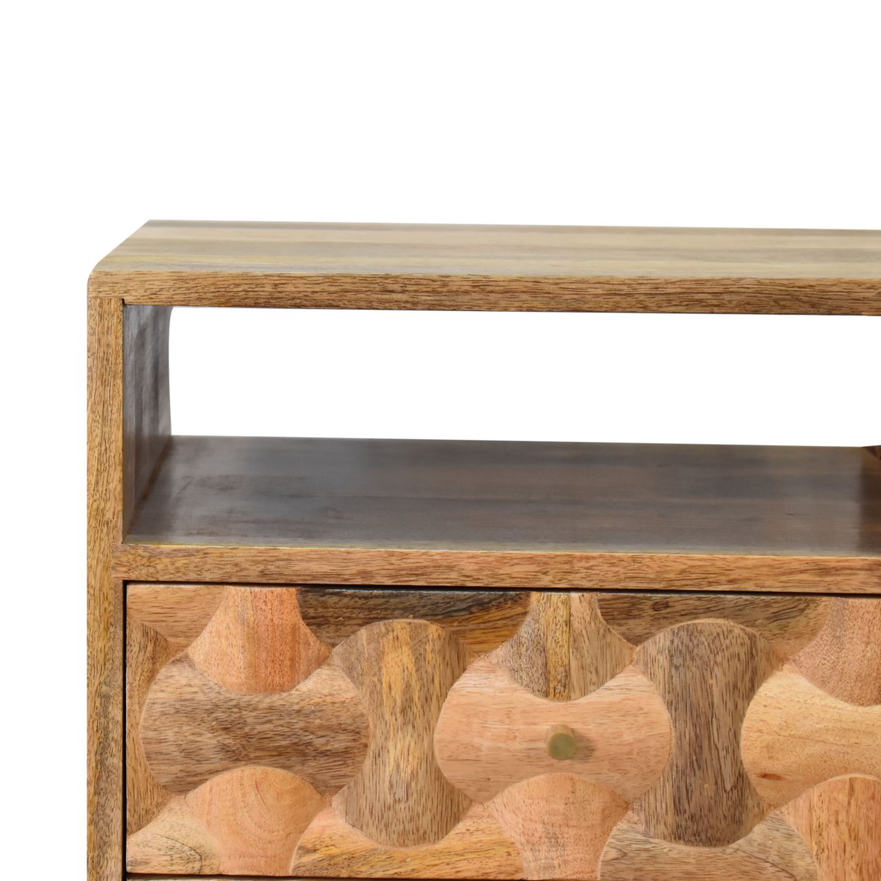 Solid Mango Wood Oak Finished Kita 2 Drawer Bedside - Image 4