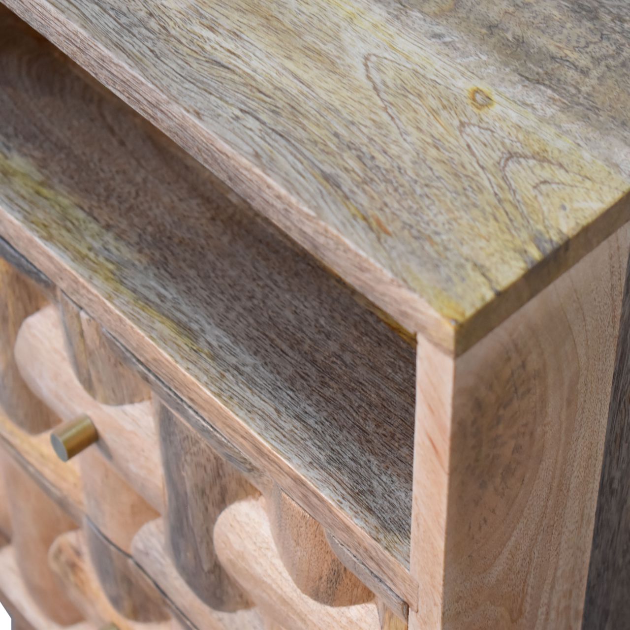 Solid Mango Wood Oak Finished Kita 2 Drawer Bedside - Image 6