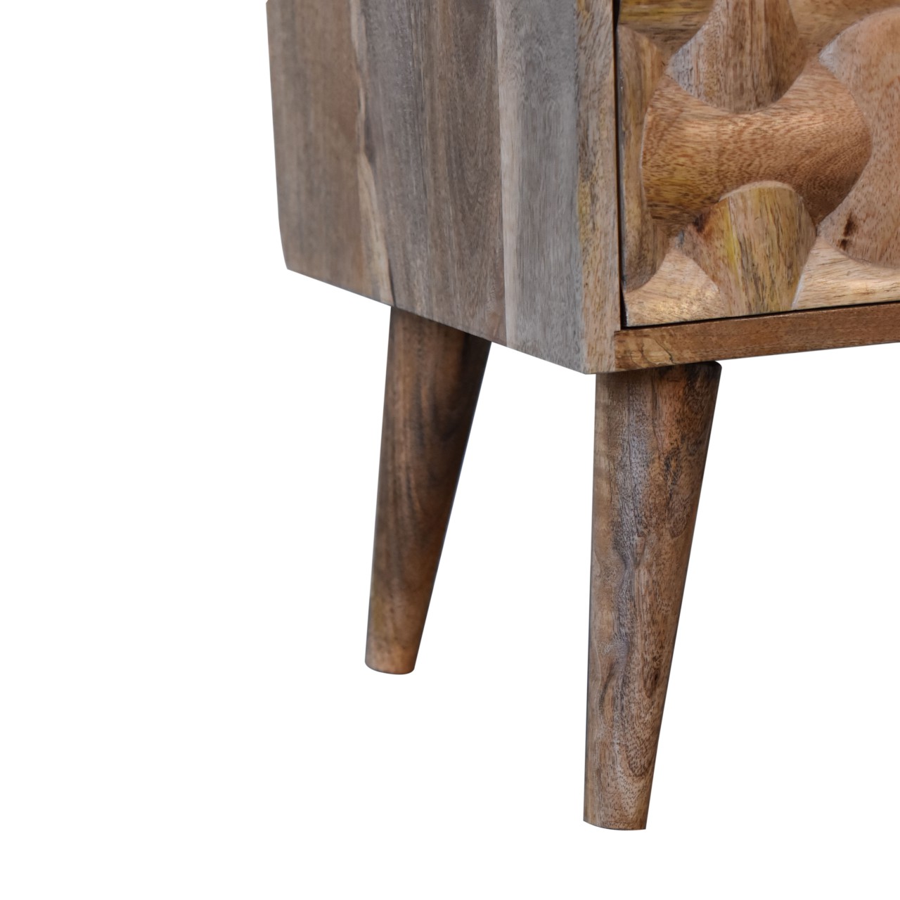 Solid Mango Wood Oak Finished Kita 2 Drawer Bedside - Image 7