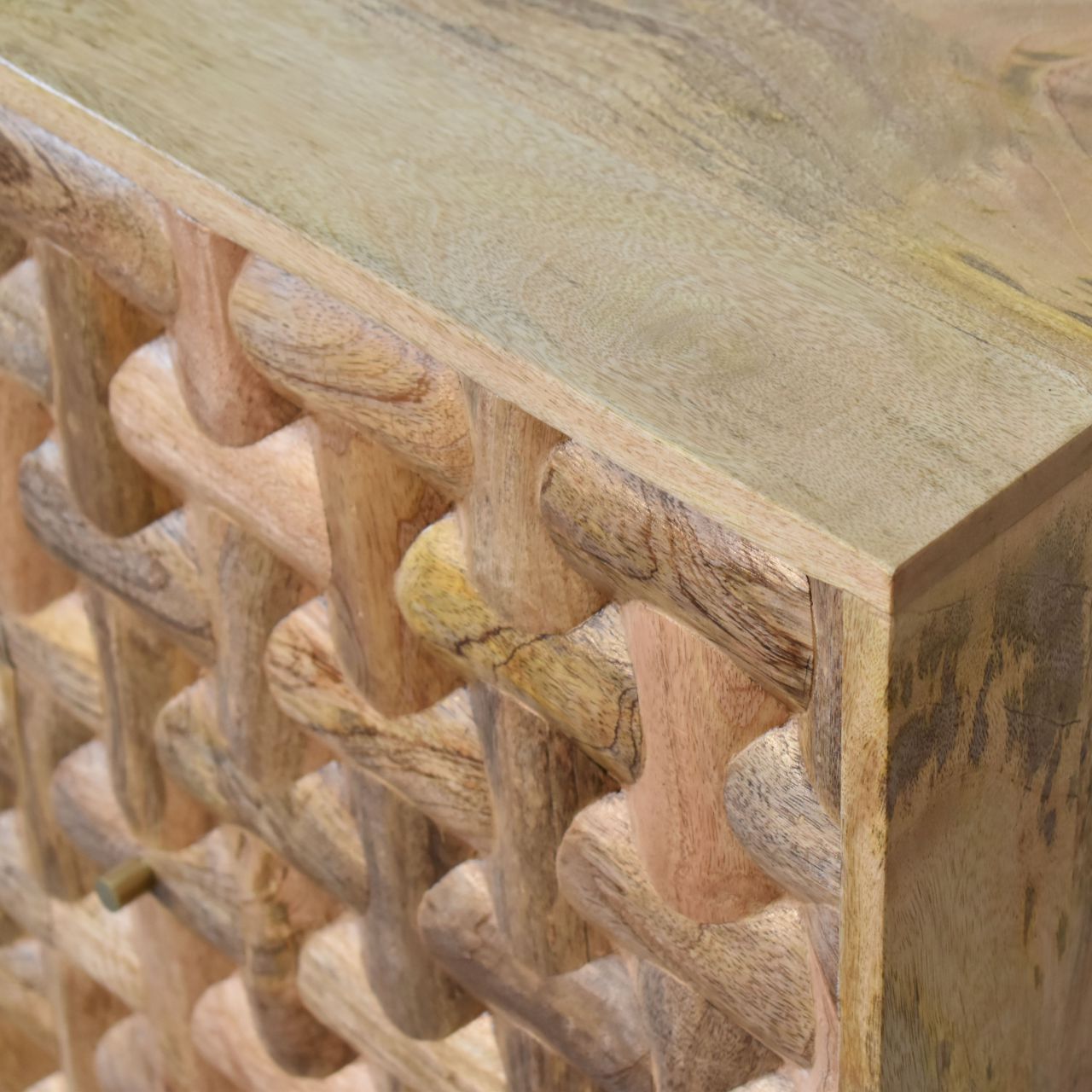 Solid Mango Wood Oak Finished Kita 2 Door Cabinet - Image 5