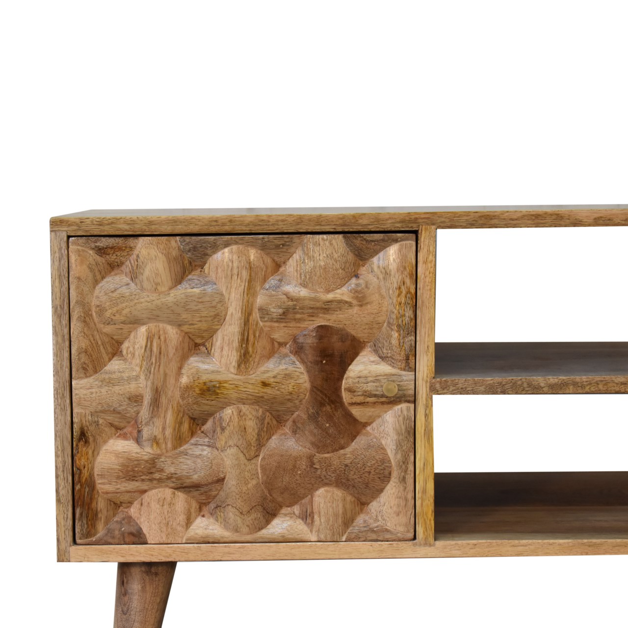 Solid Mango Wood Oak Finished Kita 1 Door 2 Drawer Media Unit - Image 4