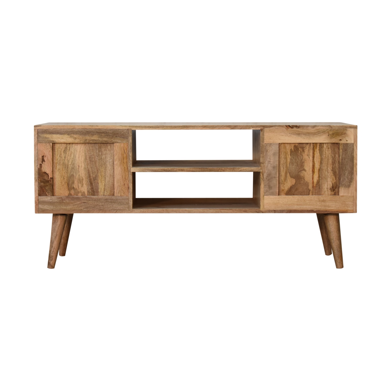 Solid Mango Wood Oak Finished Kita 1 Door 2 Drawer Media Unit - Image 9