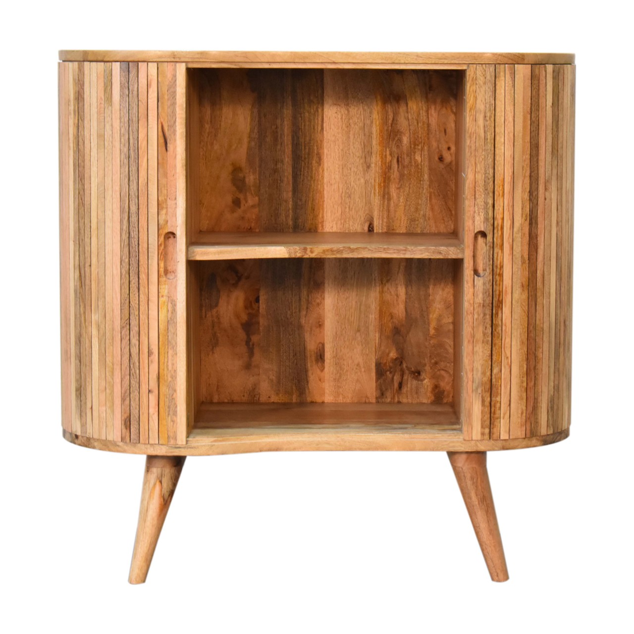 Solid Mango Wood Oak Finished 2 Door Mokka Cabinet - Image 6