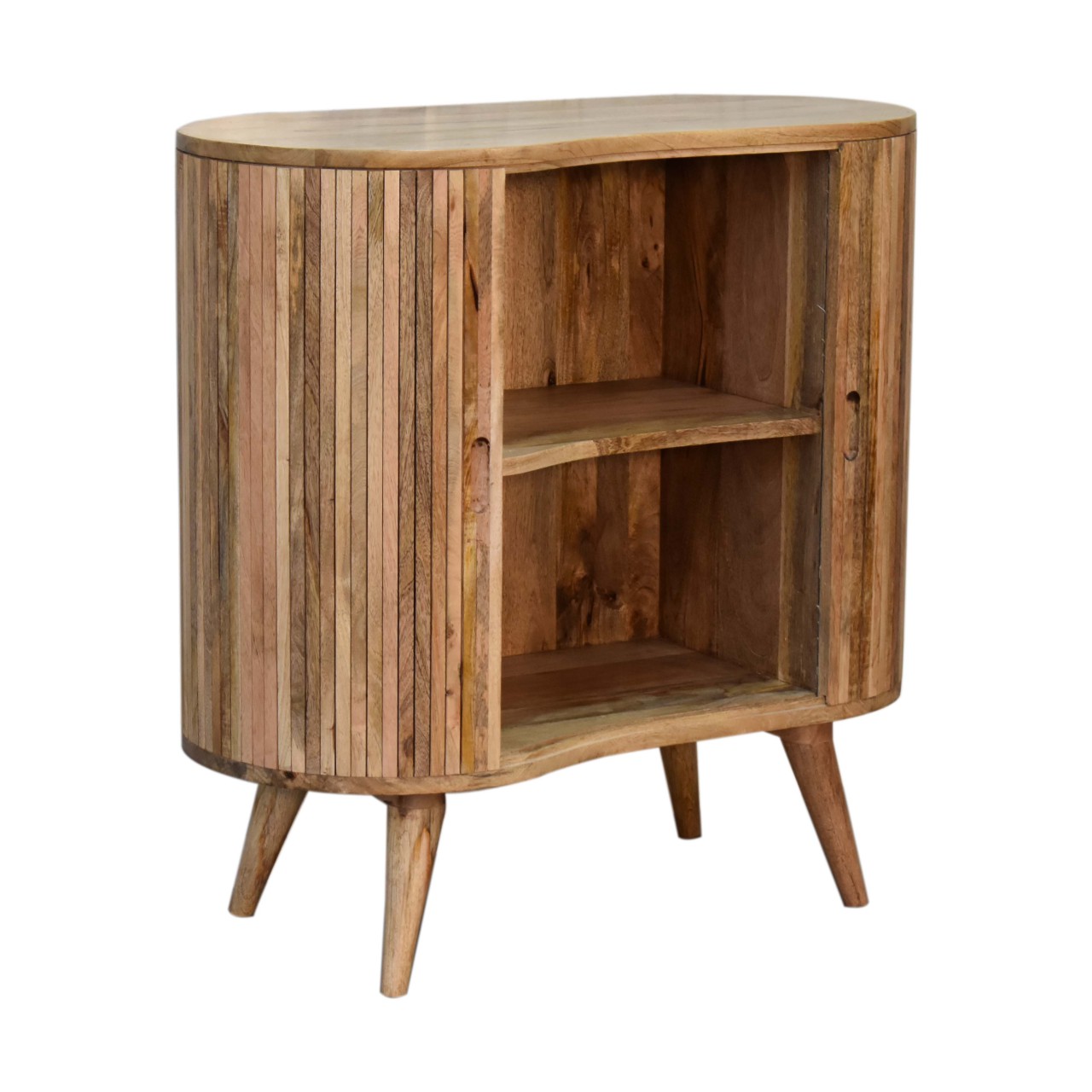 Solid Mango Wood Oak Finished 2 Door Mokka Cabinet - Image 7