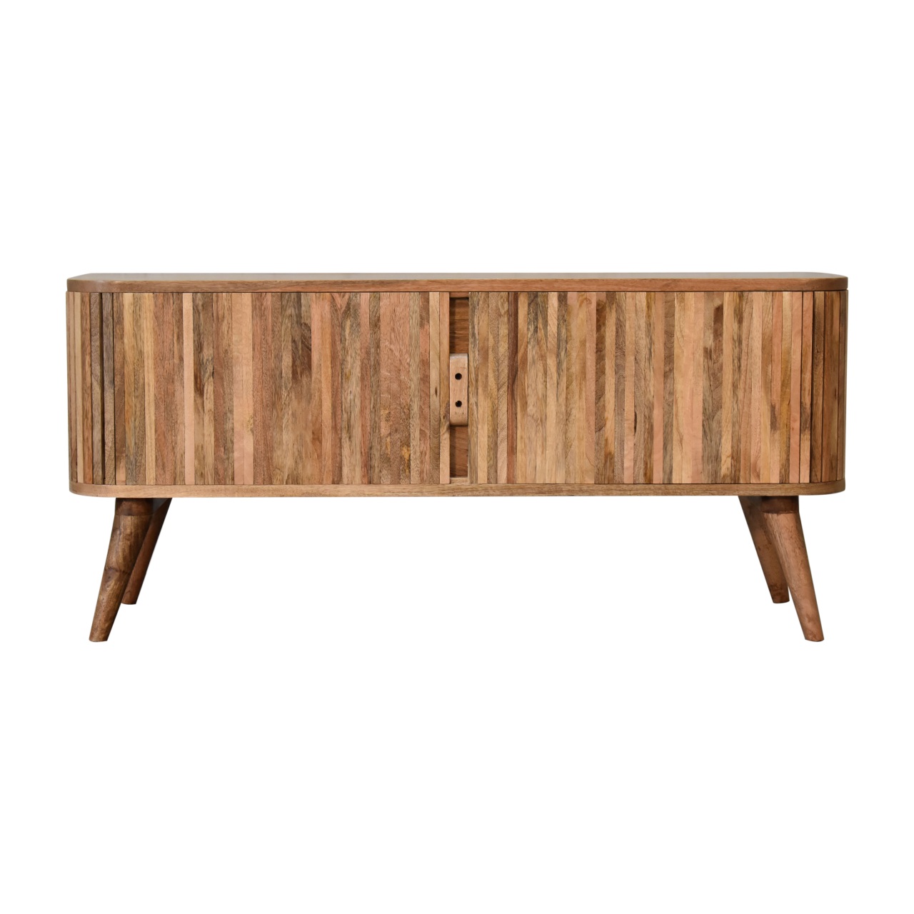 Solid Mango Wood Oak Finished 2 Handle Mokka Media Unit - Image 10