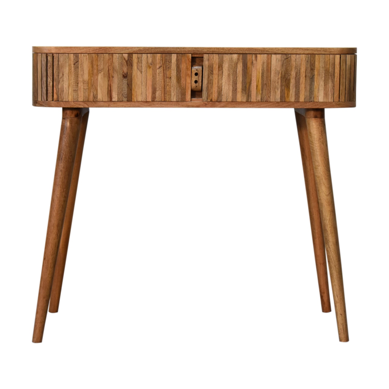 Solid Mango Wood Oak Finished 2 Handle Console Table - Image 10