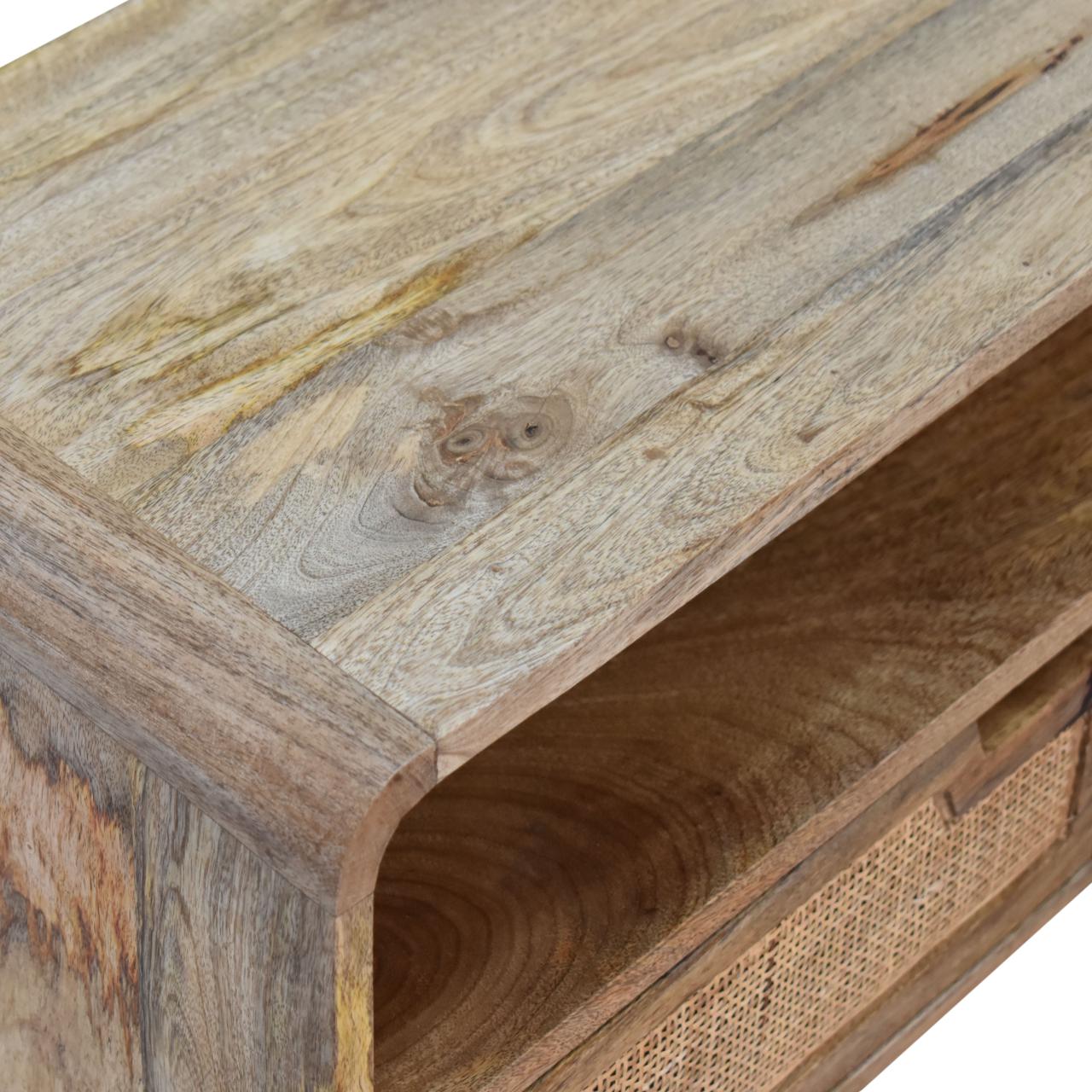 Solid Mango Wood Oak and Rattan Finished 2 Door Tallin Media Unit - Image 5