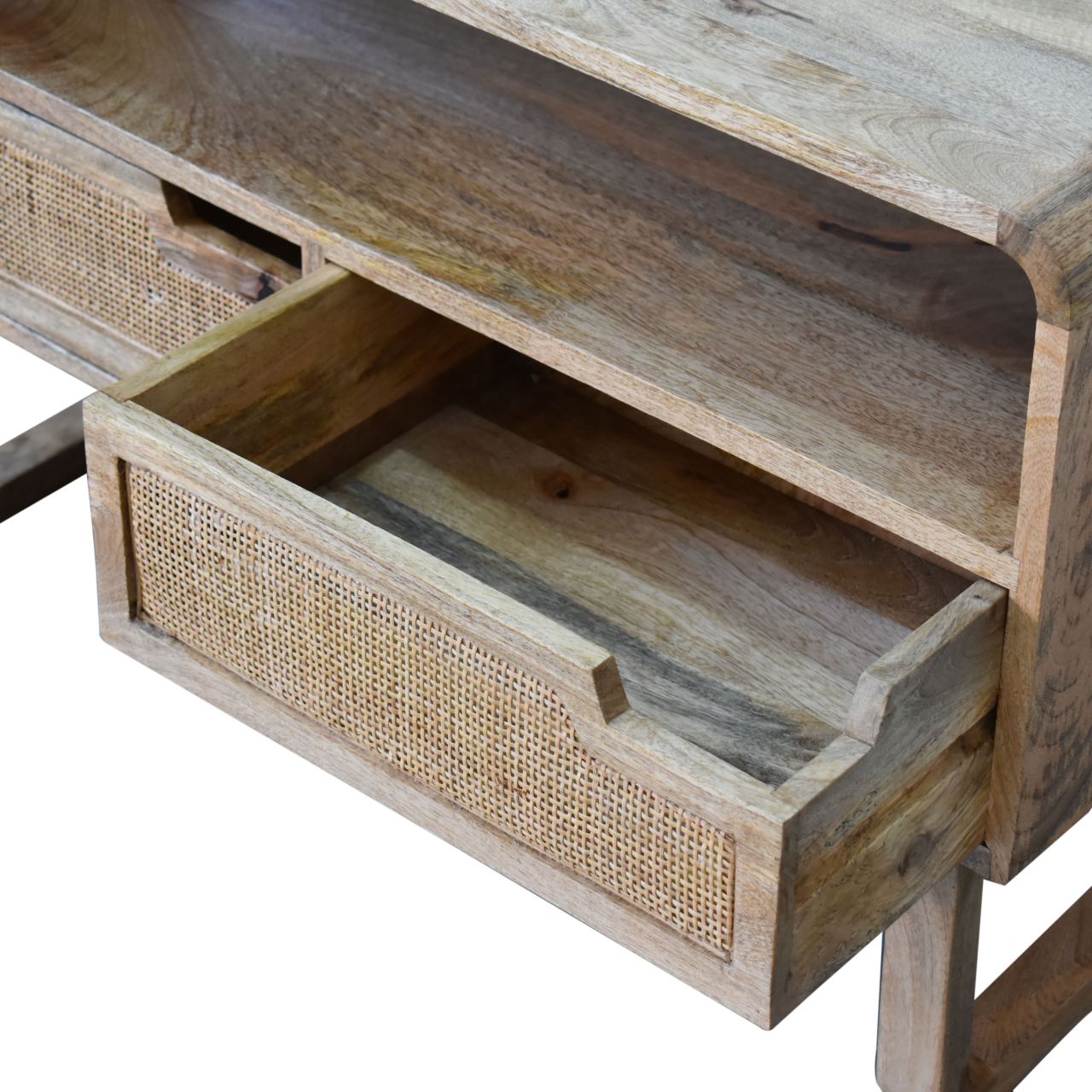Solid Mango Wood Oak and Rattan Finished 2 Door Tallin Media Unit - Image 6