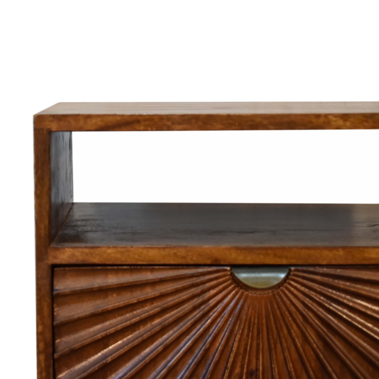 Solid Mango Wood Chestnut Finished 1 Door Drew Bedside - Image 4