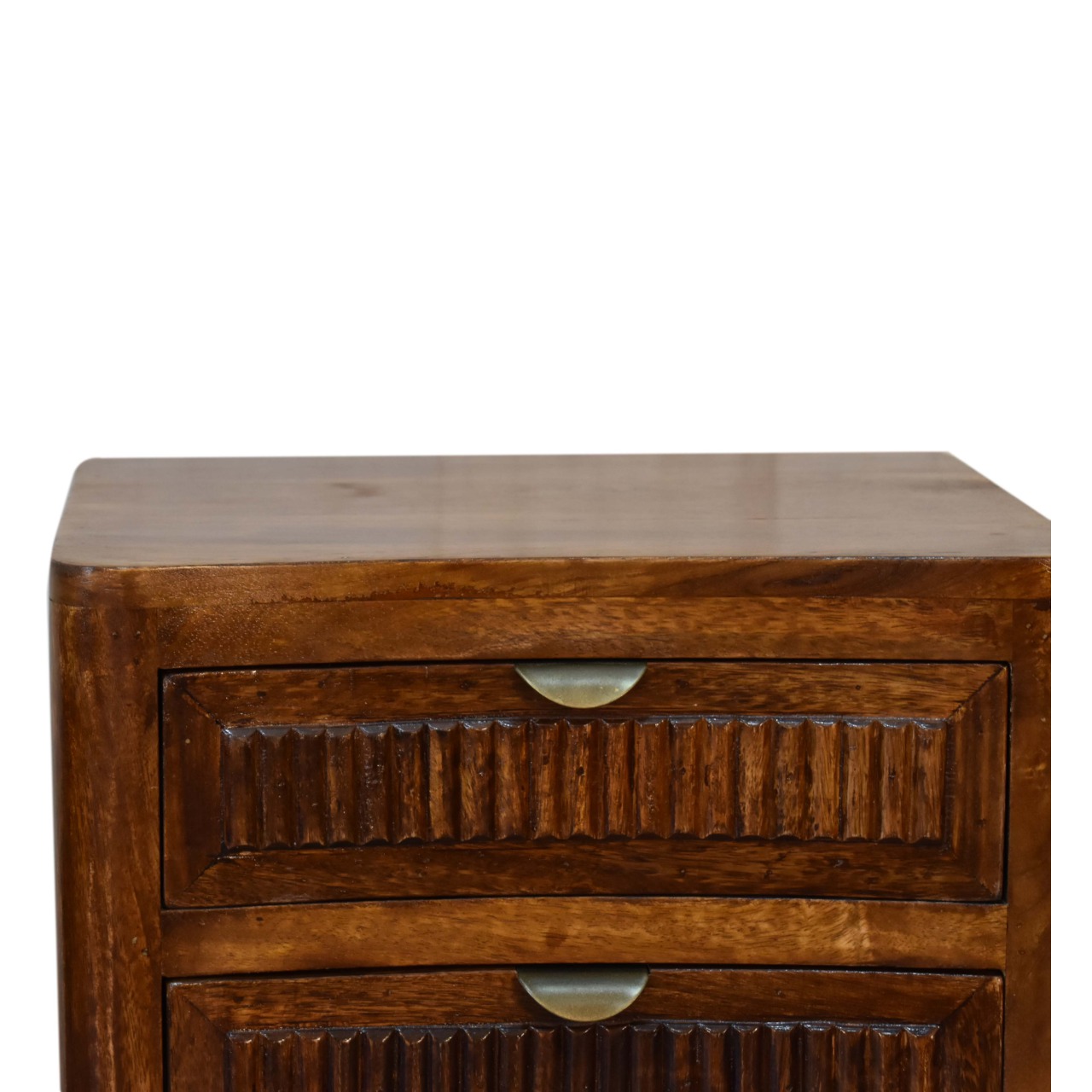 Solid Mango Wood Chestnut Finished 3 Drawer Bedside - Image 4