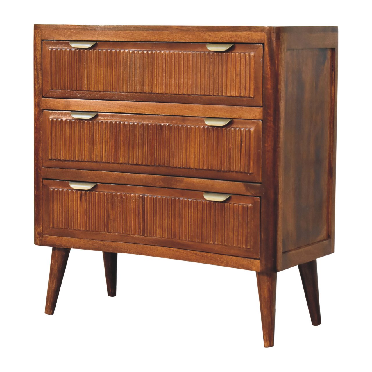 Solid Mango Wood Chestnut Finished Capri 3 Drawer Chest - Image 2