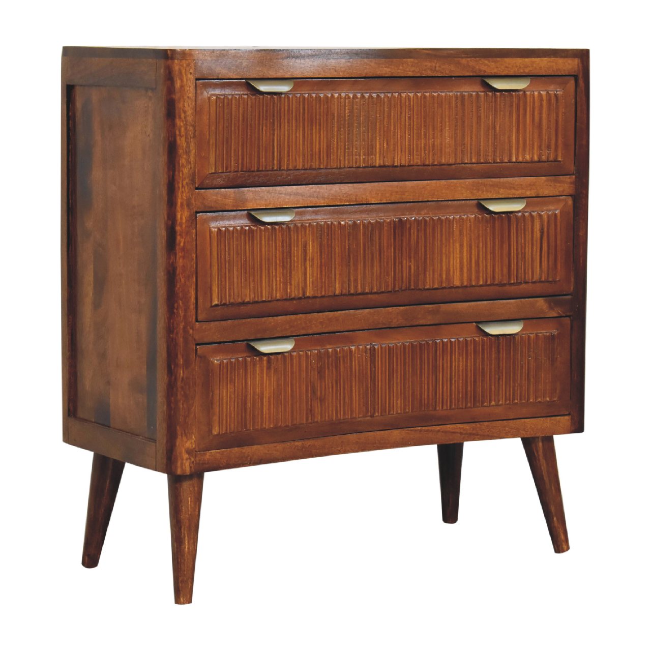 Solid Mango Wood Chestnut Finished Capri 3 Drawer Chest - Image 3