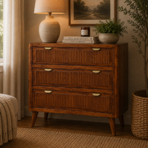 Solid Mango Wood Chestnut Finished Capri 3 Drawer Chest