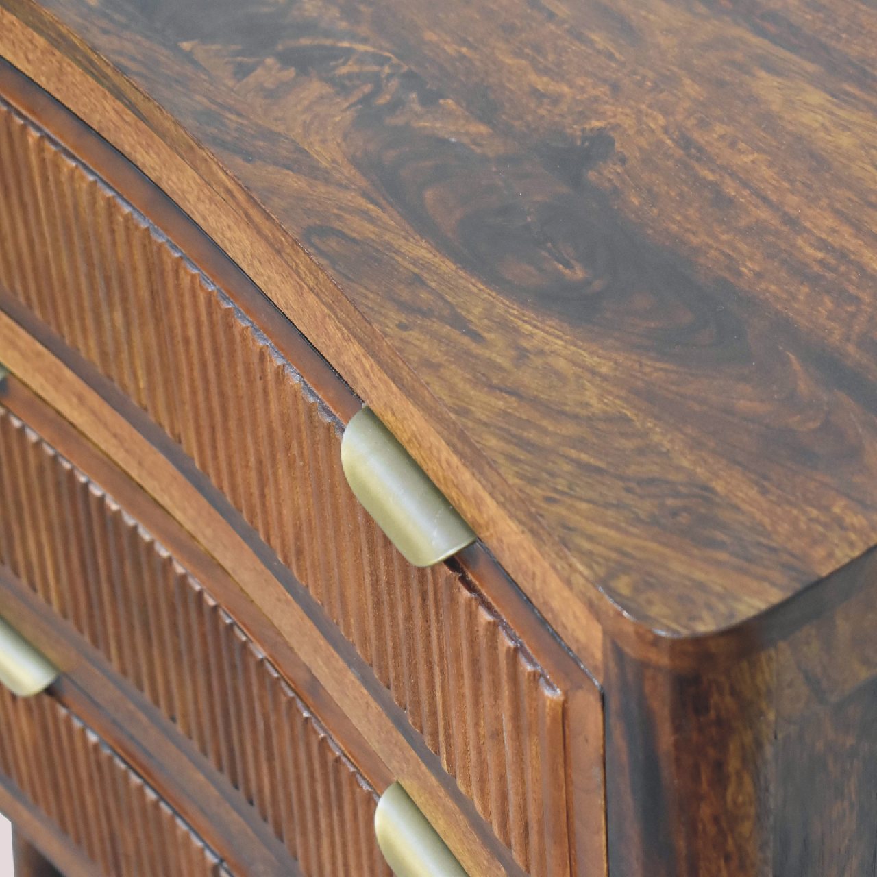 Solid Mango Wood Chestnut Finished Capri 3 Drawer Chest - Image 5