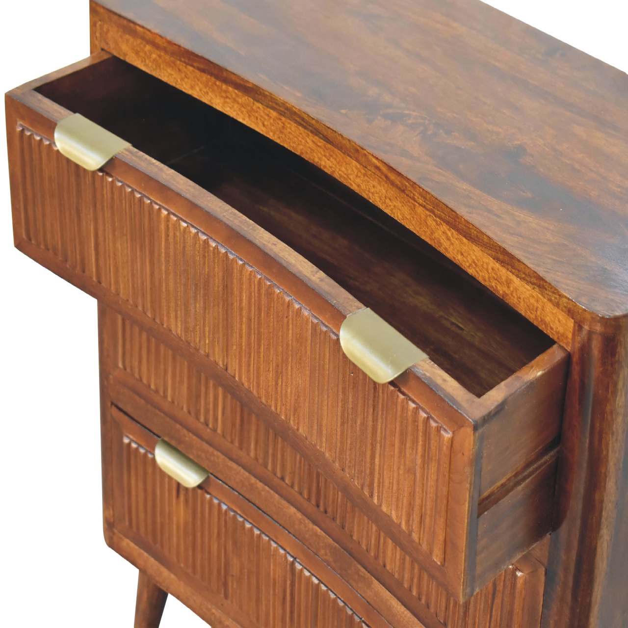 Solid Mango Wood Chestnut Finished Capri 3 Drawer Chest - Image 6