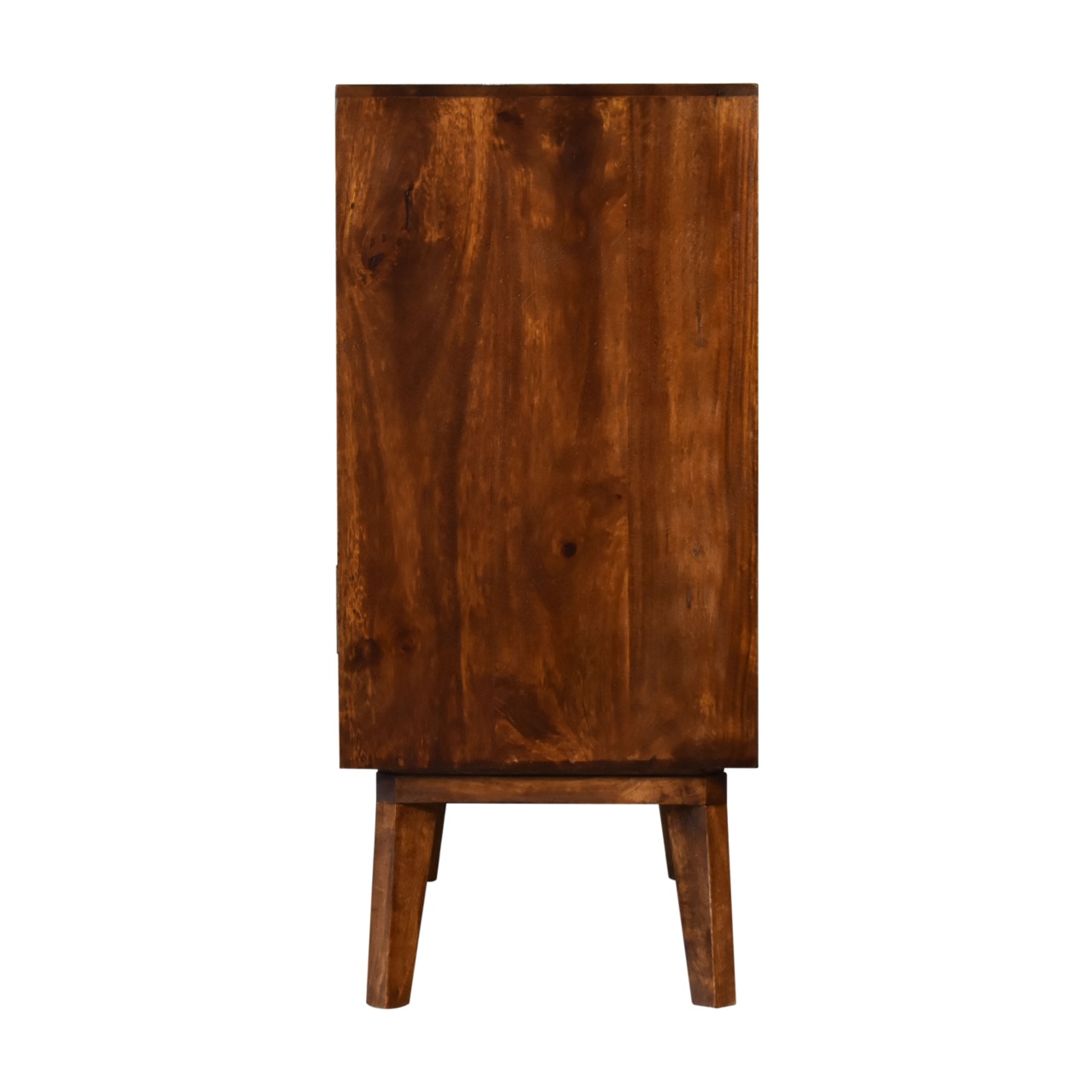 Solid Mango Wood Chestnut Finished 2 Door Alma Cabinet with Brass Diamond Pattern - Image 8