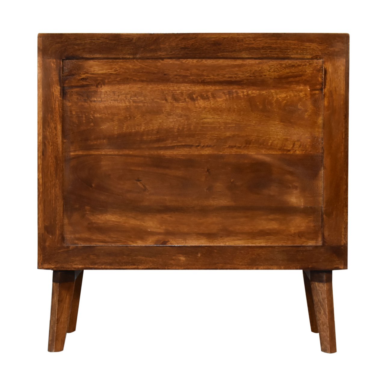 Solid Mango Wood Chestnut Finished 2 Door Alma Cabinet with Brass Diamond Pattern - Image 9