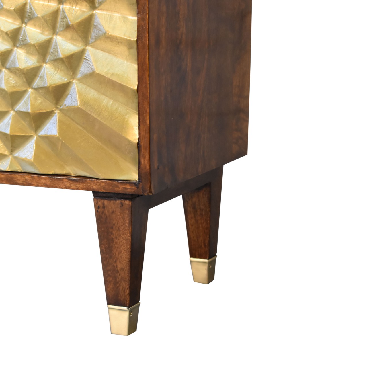 Solid Mango Wood Chestnut Finished 2 Door Brass Front Eden Cabinet - Image 7