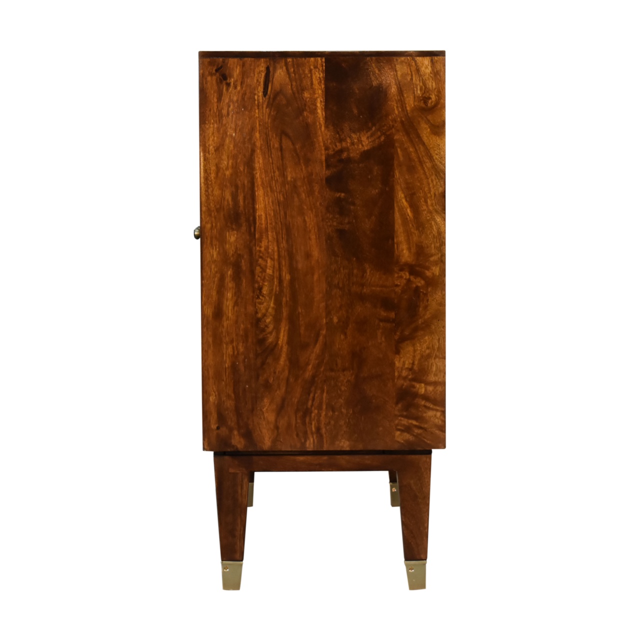 Solid Mango Wood Chestnut Finished 2 Door Brass Front Eden Cabinet - Image 8